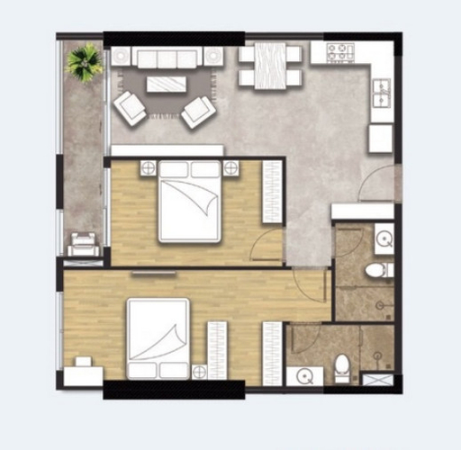  Căn hộ C Sky View tầng trung diện tích 80m2, không có nội thất.