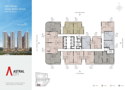  Căn hộ Astral City hướng ban công đông nam nội thất cơ bản diện tích 67.04m².