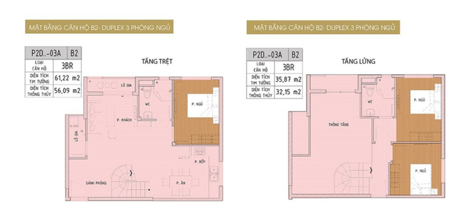 Căn hộ Duplex THE PEGASUITE 2 nội thất cơ bản diện tích 97.09m²