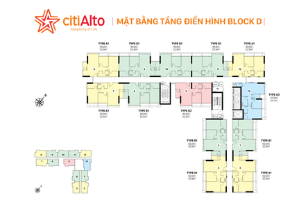 Căn hộ CitiAlto, Quận 2 Căn hộ CitiAlto hướng ban công đông bắc không có nội thất diện tích 52.8m²