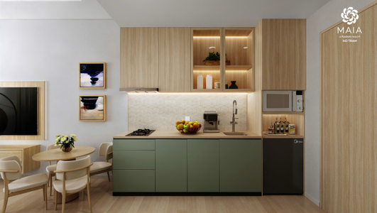 Căn hộ Studio Maia Hồ Tràm full nội thất hướng Tây Bắc, diện tích 34.6m²