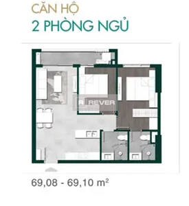 Căn hộ Lavita Thuận An không có nội thất diện tích 69.08m².
