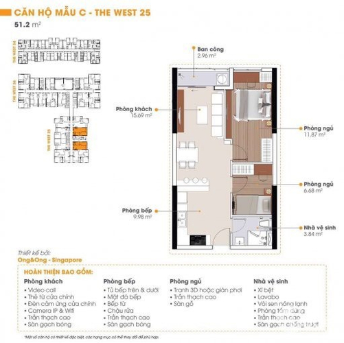 Căn hộ The Western Capital, Quận 6 Căn hộ The Western Capital hướng ban công nam nội thất cơ bản diện tích 52m²