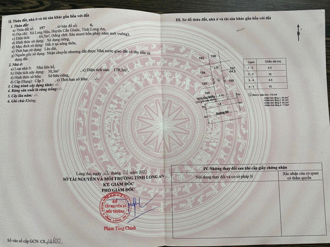  Nhà phố Đường Tỉnh lộ 835B 3 tầng diện tích 64.5m² hướng đông nam pháp lý sổ hồng