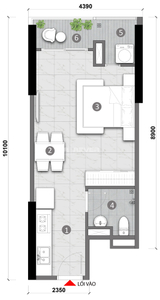  Office-tel Opal Skyline hướng ban công bắc nội thất cơ bản diện tích 38.71m²