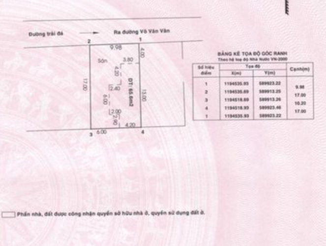 Nhà phố Huyện Bình Chánh Nhà phố đường Võ Văn Vân diện tích 171.5m2, khu dân cư hiện hữu.