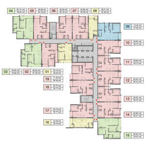  Căn hộ Opal Skyline hướng ban công đông nam không có nội thất diện tích 73m²
