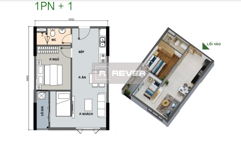  Căn hộ Picity High Park diện tích 48.58m2 rộng thoáng.