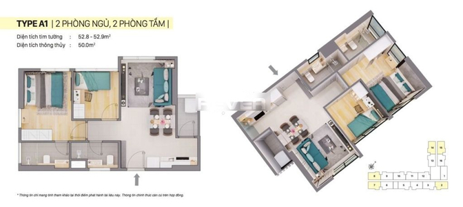  Bán căn hộ CitiAlto tầng thấp, diện tích 55.1m2 - 2 phòng ngủ, chưa bàn giao