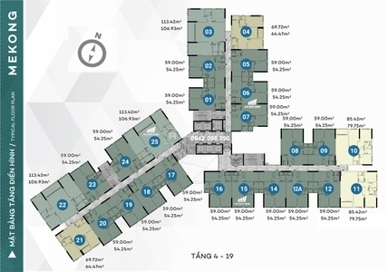  Căn hộ Westgate hướng ban công đông nội thất cơ bản diện tích 59m².