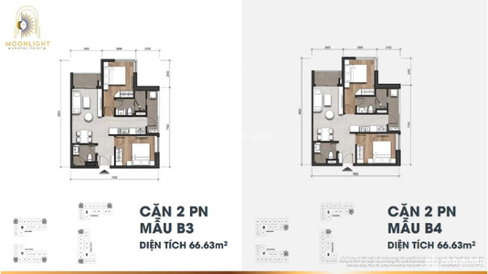 Căn hộ Moonlight Centre Point hướng ban công đông bắc nội thất cơ bản diện tích 65.7m²