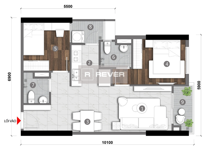 Layout căn hộ Opal Skyline Căn hộ Opal Skyline thoáng mát, không có nội thất.