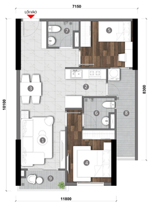 Layout căn hộ Opal Skyline Căn hộ Opal Skyline tầng 12 ban công Tây Nam, căn hộ không nội thất