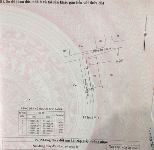 Đất nền Huyện Hóc Môn Đất có 2 mặt đường thông thoáng, diện tích 86.9m2 vuông vắn.