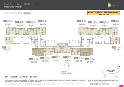 Căn hộ Masteri Centre Point hướng Đông Nam, diện tích 76.15m²