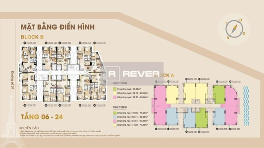  Căn hộ Paris Hoàng Kim hướng ban công nam nội thất cơ bản diện tích 77m².