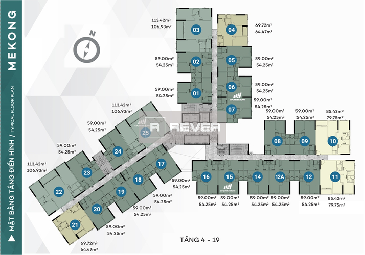  Căn hộ Westgate không có nội thất diện tích 59m²