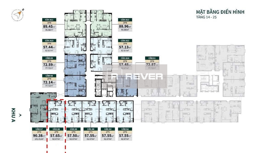  Căn hộ La Cosmo Tân Bình hướng ban công đông nam nội thất cơ bản diện tích 62.67m².