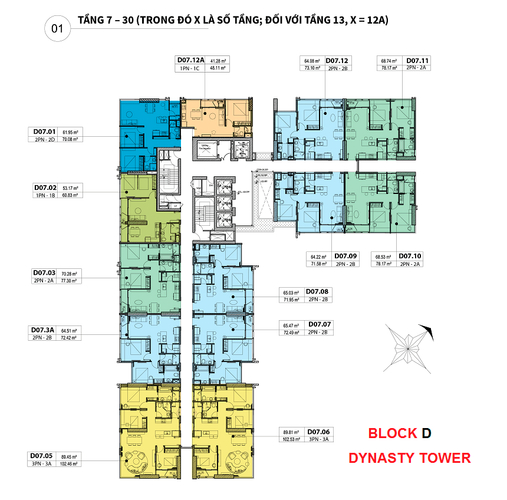  Căn hộ Kingdom 101 hướng ban công đông nam đầy đủ nội thất diện tích 71.58m²