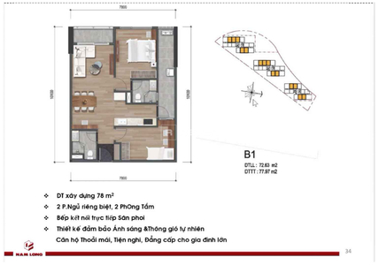 Căn hộ Mizuki Park nội thất cơ bản diện tích 77.97m².