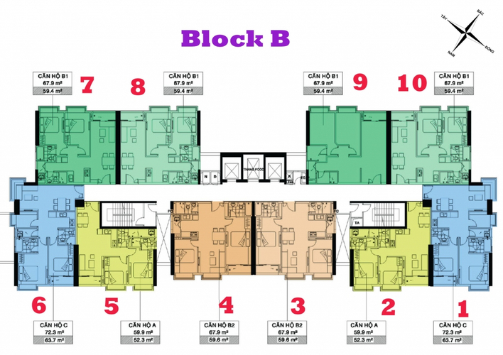  Căn hộ Terra Mia hướng ban công tây bắc nội thất cơ bản diện tích 68m²