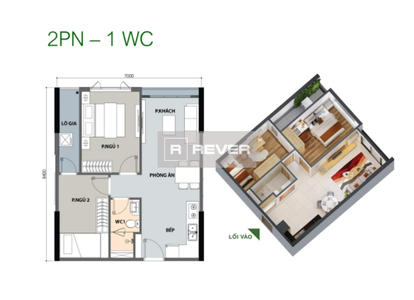  Căn hộ Picity High Park không có nội thất diện tích 65.88m².