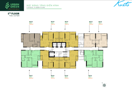  Căn hộ Urban Green hướng ban công đông bắc không có nội thất diện tích 101.9m²