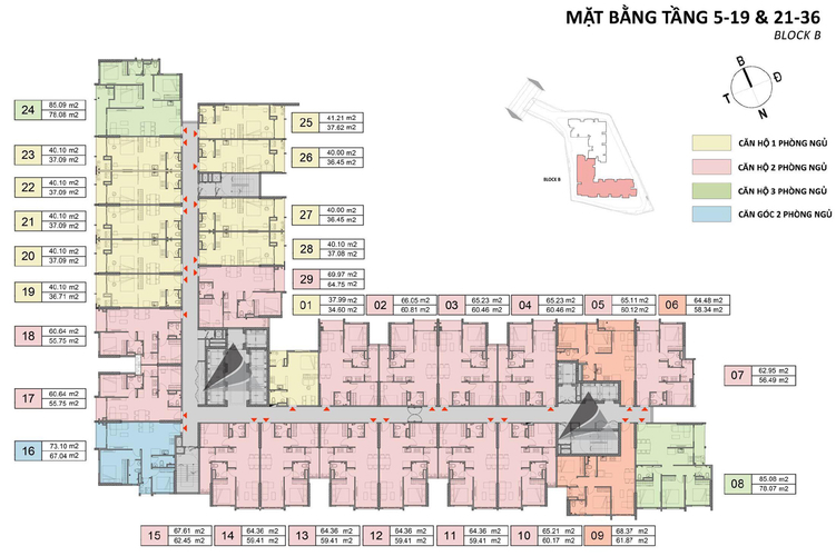 Mặt bằng căn hộ Opal Skyline Căn hộ Opal Skyline hướng ban công tây không có nội thất diện tích 40m²