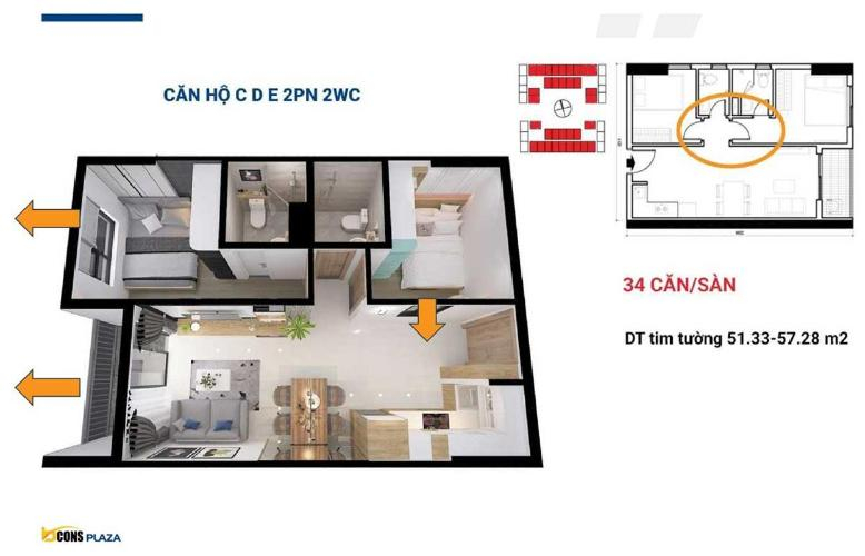  Căn hộ Bcons Plaza nội thất cơ bản diện tích 51.33m².