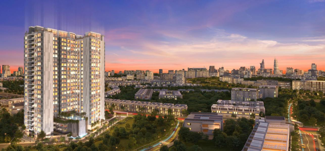 toà nhà căn hộ Precia Căn hộ Precia tầng 13 diện tích 71m2, không có nội thất.