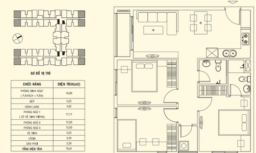 Căn hộ Dream Home Palace tầng 21 có 3 phòng ngủ, không nội thất.