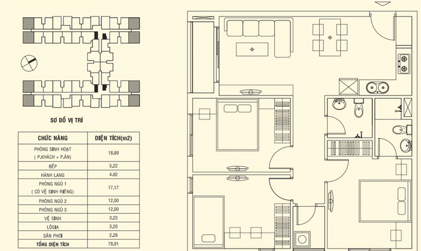 Căn hộ Dream Home Palace, Quận 8 Căn hộ Dream Home Palace tầng 21 có 3 phòng ngủ, không nội thất.