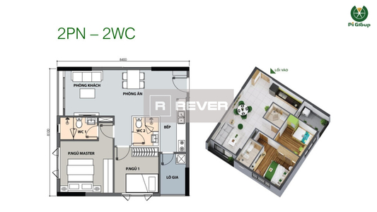  Căn hộ Picity High Park không có nội thất diện tích 65.96m².