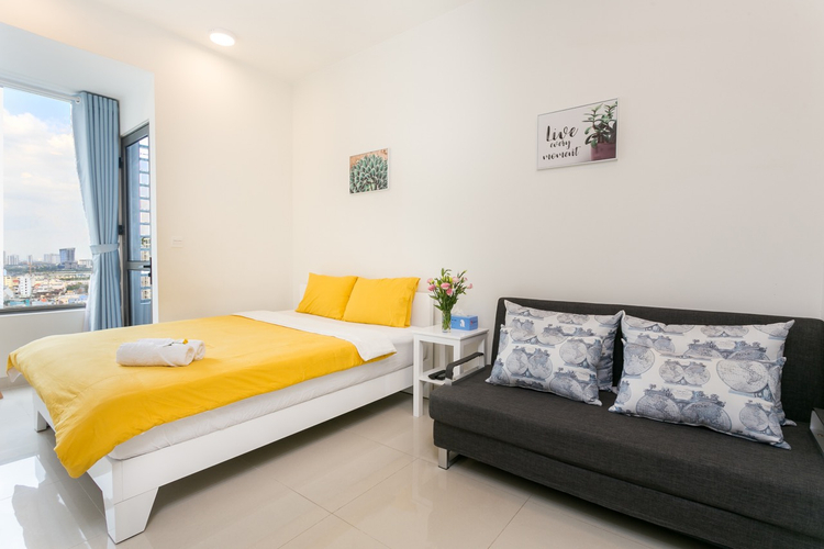 Căn hộ studio RiverGate Residence quận 4 Studio RiverGate Residence cửa hướng Tây Nam, đầy đủ nội thất