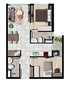  Căn hộ Westgate không có nội thất diện tích 59m².