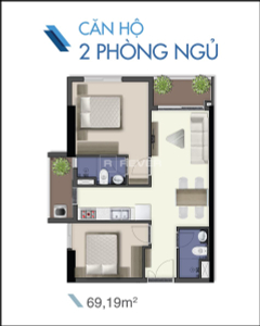 Căn hộ Q7 Saigon Riverside hướng ban công tây nam không có nội thất diện tích 62.9m²