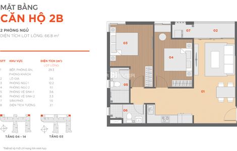 Căn hộ Hausbelo nội thất cơ bản diện tích 66.8m²