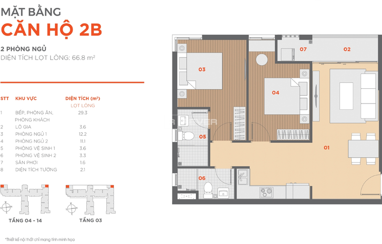  Căn hộ Hausbelo nội thất cơ bản diện tích 66.8m²
