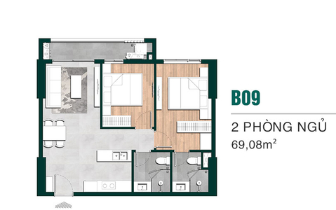  Căn hộ Lavita Thuận An hướng ban công tây bắc không có nội thất diện tích 69.08m²