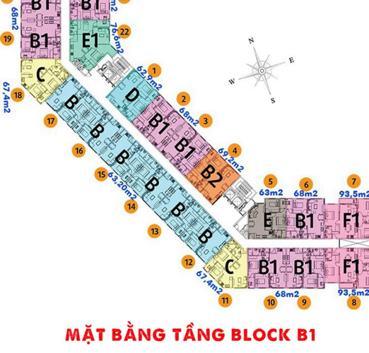  Căn hộ Green Town hướng ban công đông bắc nội thất cơ bản diện tích 68m²