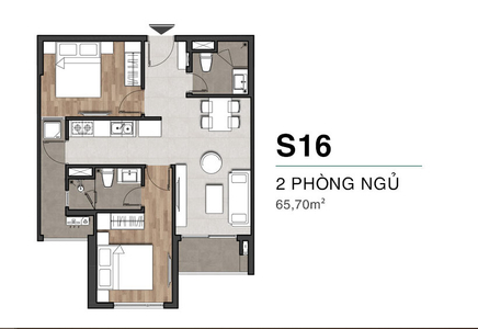  Căn hộ Moonlight Centre Point hướng ban công tây nam nội thất cơ bản diện tích 65.7m²