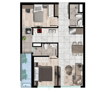  Căn hộ Westgate nội thất cơ bản diện tích 59m².