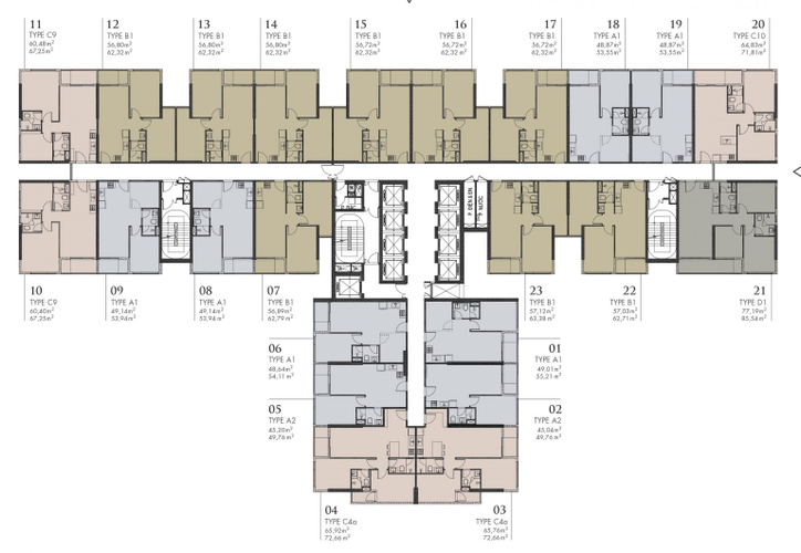 Căn hộ Astral City hướng ban công tây nội thất cơ bản diện tích 49.76m².