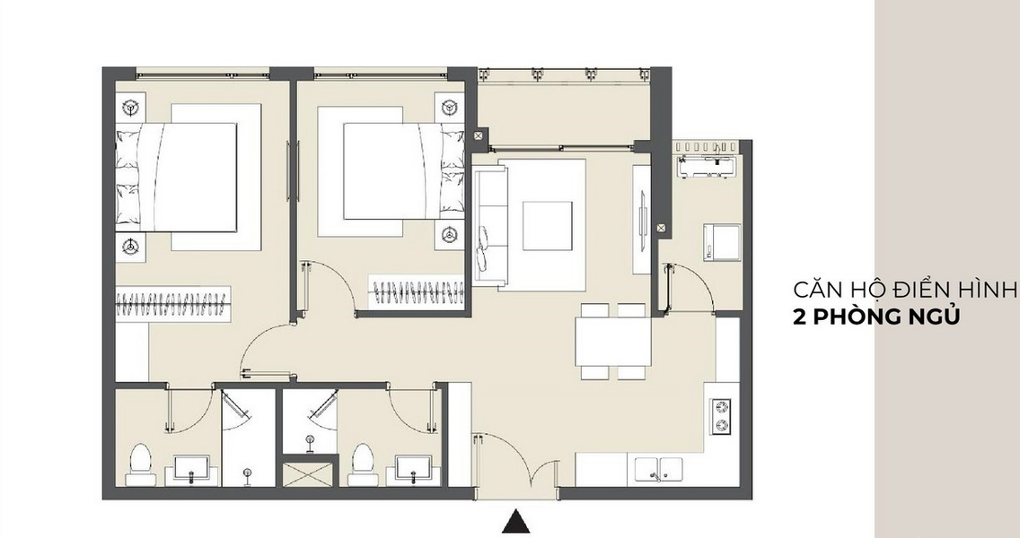 Căn hộ Masteri Lumiere Riverside tầng 22 thiết kế hiện đại, nội thất cơ bản.