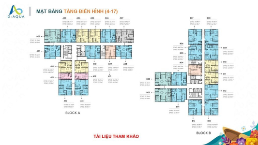  Căn hộ D-Aqua không có nội thất diện tích 70.98m².