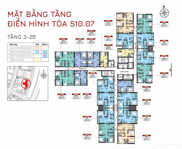  Căn hộ Vinhomes Grand Park hướng ban công đông bắc không có nội thất diện tích 46.5m²