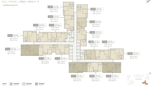  Căn hộ Masteri Centre Point hướng ban công tây bắc nội thất cơ bản diện tích 72.92m²