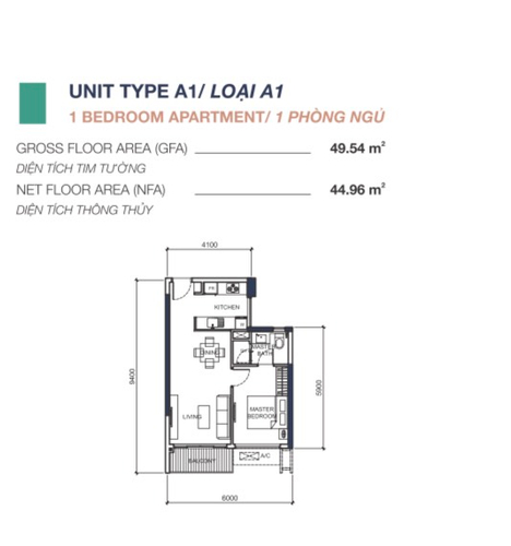  Căn hộ Q2 THAO DIEN hướng ban công đông nam nội thất cơ bản diện tích 49m²