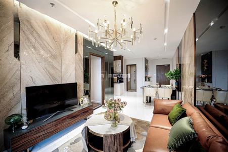 Căn hộ Opal Skyline hướng ban công nam nội thất cơ bản diện tích 60.64m².