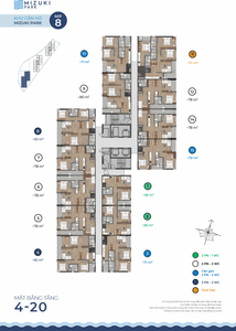 Mặt bằng căn hộ Mizuki Park Bình Chánh Căn hộ tầng 17 Mizuki Park không có nội thất, cửa chính hướng Đông